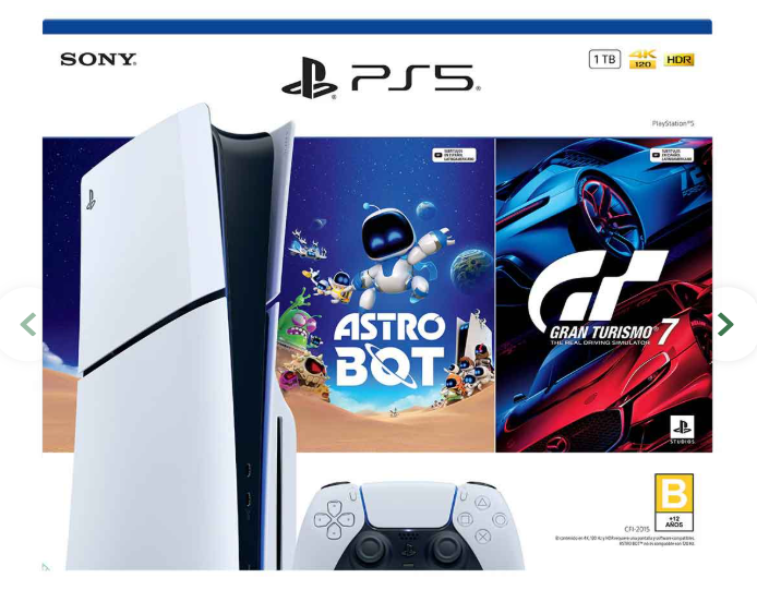 Consola PlayStation 5 1 TB más Astro Bot y Gran Turismo 7